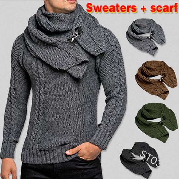 sweater+gift scarf autumn winter 2020 men long sleeves pullovers, White;black
sweater+gift scarf autumn winter 2020 men long sleeves pullovers, White;black