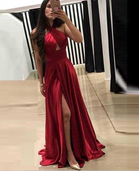 dress robe de soiree evening dresses halter vestidos satin a line side split party gown evening gowns vestido para festa longo, Black;red
dress robe de soiree evening dresses halter vestidos satin a line side split party gown evening gowns vestido para festa longo, Black;red