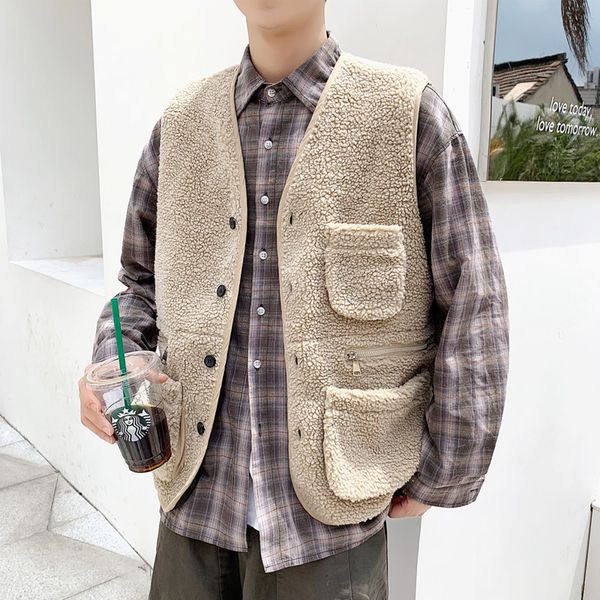 men's vest 2019 autumn and winter new handsome wild lamb hair couple vest youth personality fashion trend men's clothing
men's vest 2019 autumn and winter new handsome wild lamb hair couple vest youth personality fashion trend men's clothing