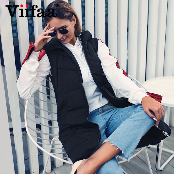 viifaa winter women sleeveless long down vest jacket 2019 casual hooded solid warm outwear vest coat, Black
viifaa winter women sleeveless long down vest jacket 2019 casual hooded solid warm outwear vest coat, Black
