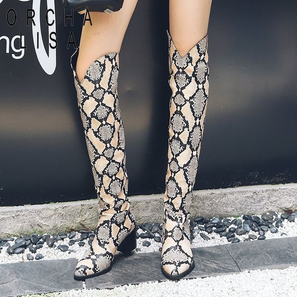 orcha lisa big size 44 46 patent leather over-the-knee boots for women square high heels pointed toe female snake slip-on boots, Black
orcha lisa big size 44 46 patent leather over-the-knee boots for women square high heels pointed toe female snake slip-on boots, Black