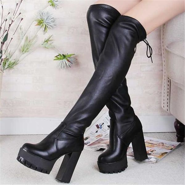 platform elastic flock slim fit over the knee boots women winter lace up ladies high heel chunky heel long thigh high botas, Black
platform elastic flock slim fit over the knee boots women winter lace up ladies high heel chunky heel long thigh high botas, Black