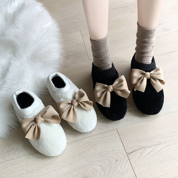 women bow-knot all-match casual woman shoe women's winter shoes loafers fur modis slip-on round toe butterfly 2019 moccasin new, Black 
women bow-knot all-match casual woman shoe women's winter shoes loafers fur modis slip-on round toe butterfly 2019 moccasin new, Black