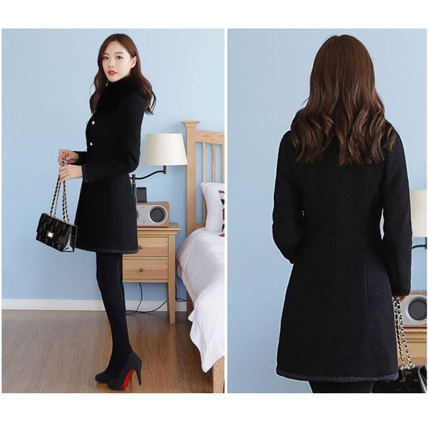 wepbel autumn thicken korean woolen coats double-breasted fur collar blends overcoat women long solid slim fit outwear, Black
wepbel autumn thicken korean woolen coats double-breasted fur collar blends overcoat women long solid slim fit outwear, Black