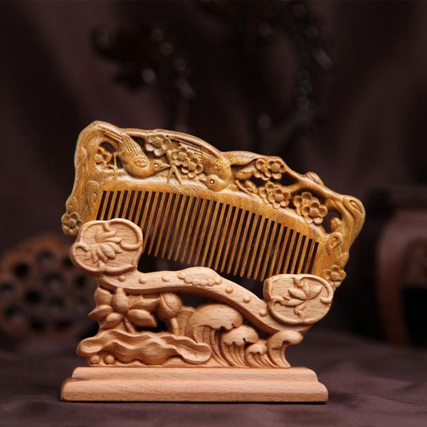 35# new pocket size magpie & plum blossom carved wooden comb natural anti-static massage hair brush health care gift, Silver
35# new pocket size magpie & plum blossom carved wooden comb natural anti-static massage hair brush health care gift, Silver