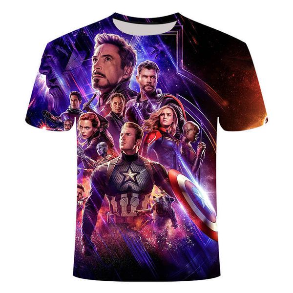 mens designer avengers series 3d digital printing round collar t-shirt, White;black