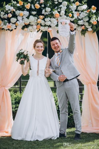 country garden stain a line wedding dresses 2020 sleeveless open back sweep train modest simple a line bridal gowns vestido de novia cheap, White
country garden stain a line wedding dresses 2020 sleeveless open back sweep train modest simple a line bridal gowns vestido de novia cheap, White