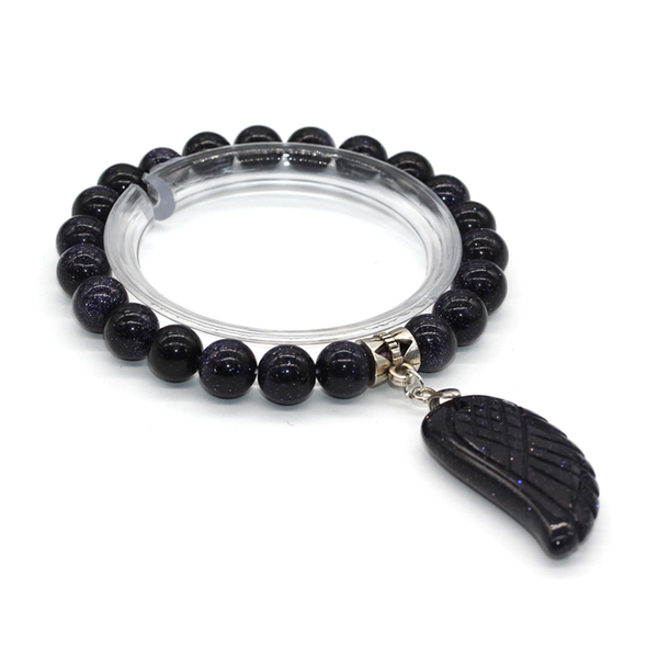 trendy-beads silver plated angel wing connect 8 mm round beads bracelet blue sand stone jewelry for christmas gift, Black
trendy-beads silver plated angel wing connect 8 mm round beads bracelet blue sand stone jewelry for christmas gift, Black