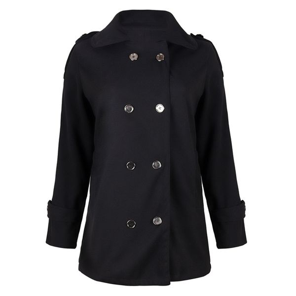 women's coat autumn and winter new european and american style fashion slim shirt lapel double-breasted monochrome wild coat b49, Black
women's coat autumn and winter new european and american style fashion slim shirt lapel double-breasted monochrome wild coat b49, Black