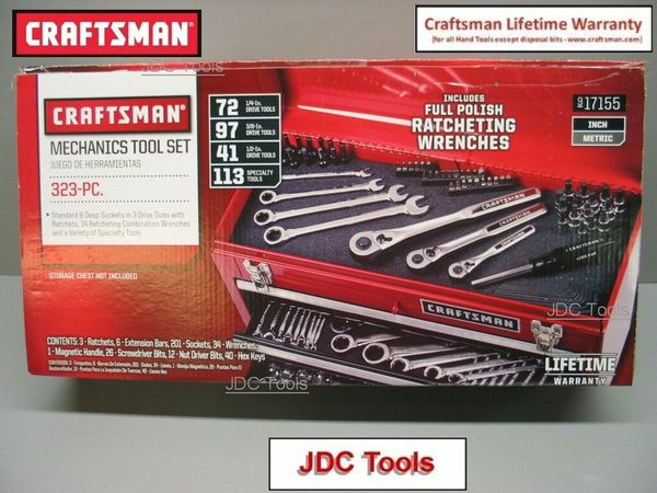 Craft man 323 pc mechanic tool et w poli hed rachet wrenche new 311 348 
Craft man 323 pc mechanic tool et w poli hed rachet wrenche new 311 348