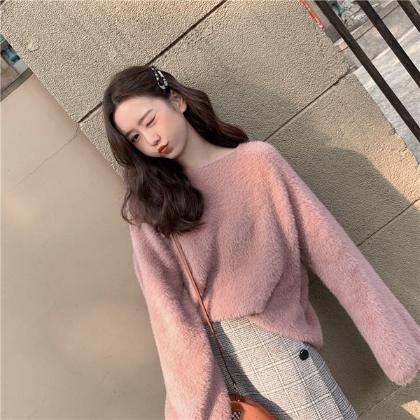 gruiiceen warm winter solid color round neck sweater jumper casual chic loose pullovers new knitwear gy2019228, White;black
gruiiceen warm winter solid color round neck sweater jumper casual chic loose pullovers new knitwear gy2019228, White;black