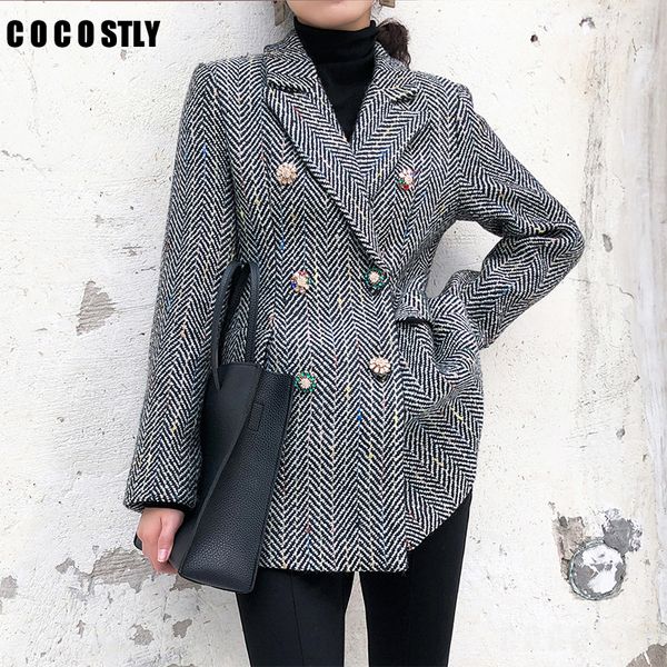 women checked double breasted office suit jacket designer blazer women blazers and jackets pockets work wear suit outwear, White;black
women checked double breasted office suit jacket designer blazer women blazers and jackets pockets work wear suit outwear, White;black