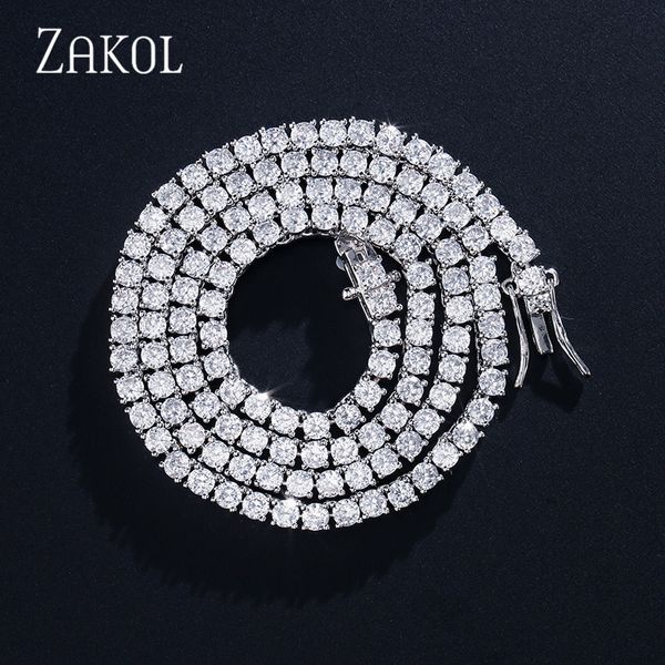 zakol new trendy 3mm 4mm round cut cubic zirconia tennis necklace cz box clasp necklace women men jewelry fsnp2070, Silver
zakol new trendy 3mm 4mm round cut cubic zirconia tennis necklace cz box clasp necklace women men jewelry fsnp2070, Silver