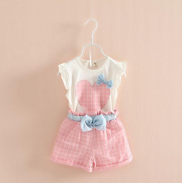 kids clothes sets girls plaid heart t shirts bow shorts 2pcs set sleeveless children outfits summer kids clothing wholesale yw3161q, White
kids clothes sets girls plaid heart t shirts bow shorts 2pcs set sleeveless children outfits summer kids clothing wholesale yw3161q, White