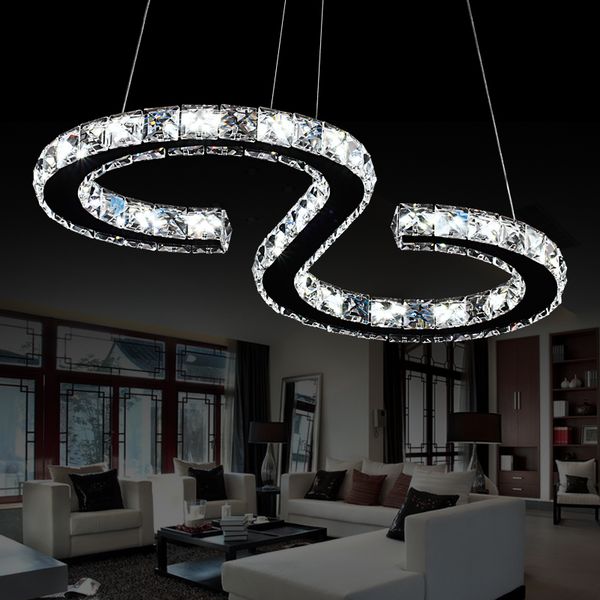 110-230v 21w S Letter Led Crystal Chandelier Lighting Clear Crystal Large Size Led Luxury Modern Pendant Lamp Lustres Chandeliers Fixture