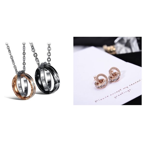 2pcs steel couples pendant diamond rings with 45 cm and 50 cm chain, necklace silver black + silver gold & 2x rose gold roman nu
2pcs steel couples pendant diamond rings with 45 cm and 50 cm chain, necklace silver black + silver gold & 2x rose gold roman nu