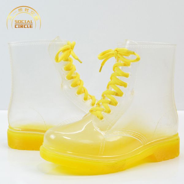 round toe solid rubber women waterproof rainboots ankle cross-tied bling pvc non-slip rain boots flat lace-up shoes, Black
round toe solid rubber women waterproof rainboots ankle cross-tied bling pvc non-slip rain boots flat lace-up shoes, Black
