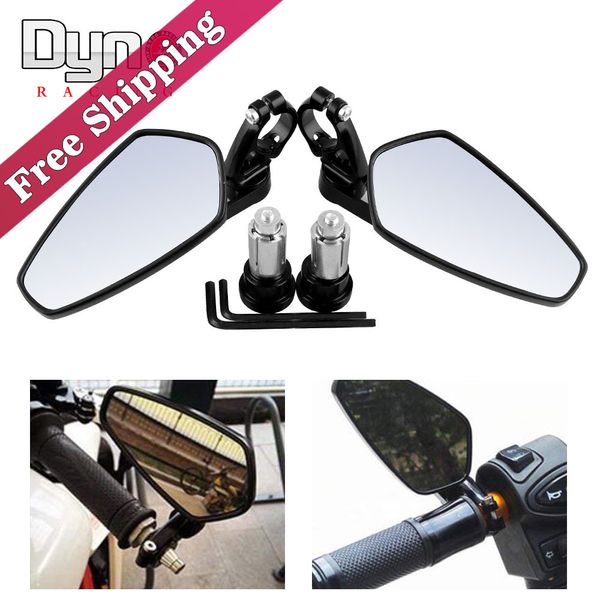 

pair 7/8" 22mm universal cnc aluminum motorcycle rear view black handle bar end side rearview mirrors mb-mr007-bk
