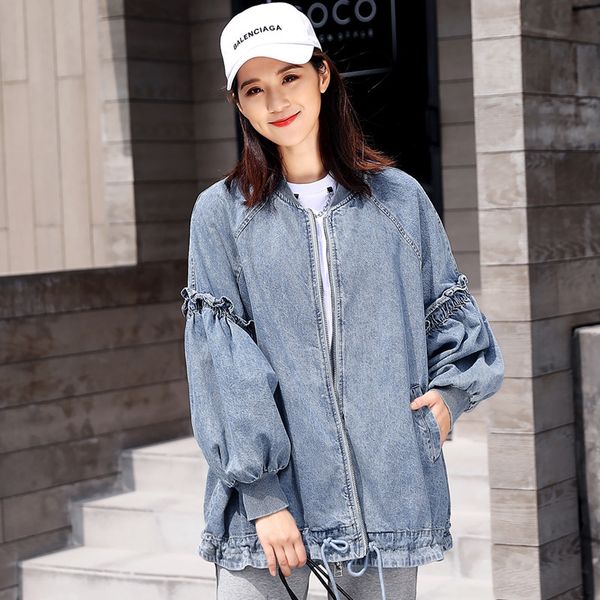 women denim jacket 2019 spring autumn new loose outerwear female wild casual large size fashion denim coat jia373, Black;brown
women denim jacket 2019 spring autumn new loose outerwear female wild casual large size fashion denim coat jia373, Black;brown
