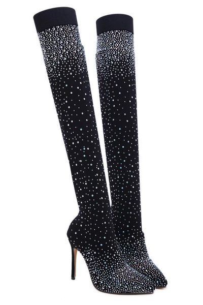 bling bling sequin glitter high heel knit elastic sock boots pointed toe women boot women luxury stretch fabric boots, Black
bling bling sequin glitter high heel knit elastic sock boots pointed toe women boot women luxury stretch fabric boots, Black