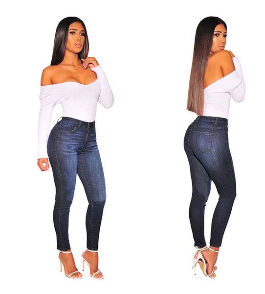 women casual jeans bleached washed push up high waist pants slim fit female trousers good quality ing, Blue
women casual jeans bleached washed push up high waist pants slim fit female trousers good quality ing, Blue