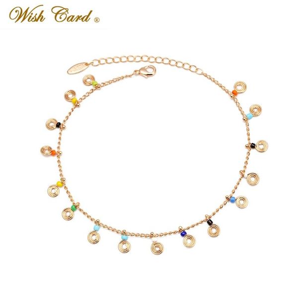 wish card 1pc fashion ethnic anklet rice beads draped charm boho female anklet jewelry beach accessories bd207, Red;blue
