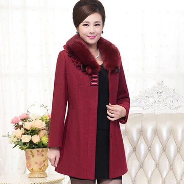 new winter overcoat women's slim fit woolen fur collar coats middle-aged mother plus size cashmere blends, Black
new winter overcoat women's slim fit woolen fur collar coats middle-aged mother plus size cashmere blends, Black