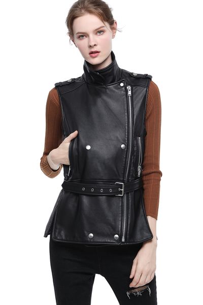 new 100% sheep skin leather leather motorcycle vest vest women accept waist cultivate morality joker, Black;white
new 100% sheep skin leather leather motorcycle vest vest women accept waist cultivate morality joker, Black;white