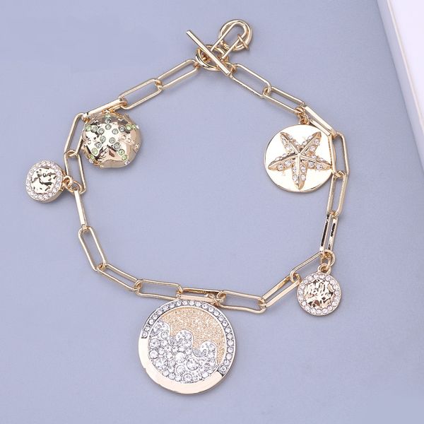 crystal charm bracelet gold female bracelet wave starfish shell pendant bracelet luxury jewelry lady gift, Golden;silver
crystal charm bracelet gold female bracelet wave starfish shell pendant bracelet luxury jewelry lady gift, Golden;silver