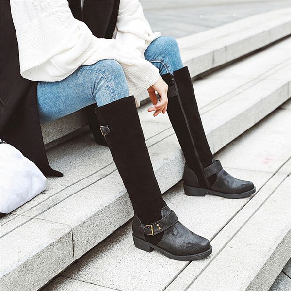 2019 retro buckle strap knee high womens boots chunky heels black khaki long knight biker boots female shoes plus size
2019 retro buckle strap knee high womens boots chunky heels black khaki long knight biker boots female shoes plus size