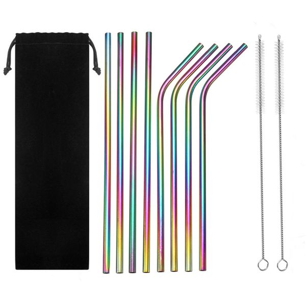 colorful drinking straws set rainbow stainless steel bent and straight straws with cleaning brushes for 30oz 20oz bar 10pcs/set wx9-1201 
colorful drinking straws set rainbow stainless steel bent and straight straws with cleaning brushes for 30oz 20oz bar 10pcs/set wx9-1201