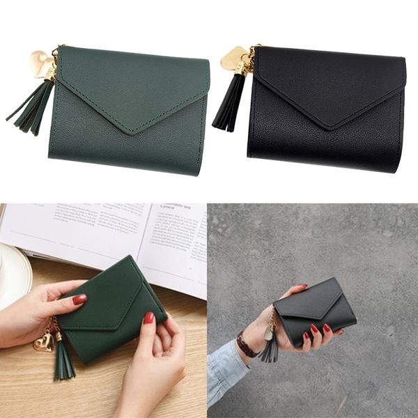 2 pack womens leather trifold wallet cash card holder clutch with tassel, Red;black 
2 pack womens leather trifold wallet cash card holder clutch with tassel, Red;black