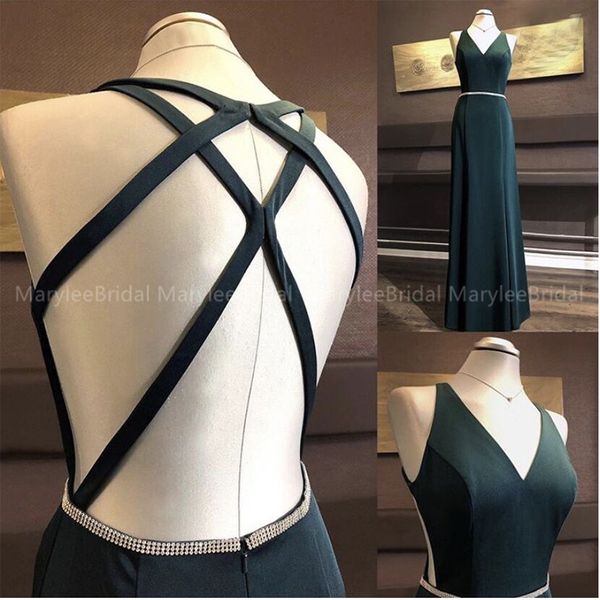 2020 simple dark green evening dresses long vestidos de festa longo v-neck crisscross back robe de soiree formal party gowns, White;black
2020 simple dark green evening dresses long vestidos de festa longo v-neck crisscross back robe de soiree formal party gowns, White;black