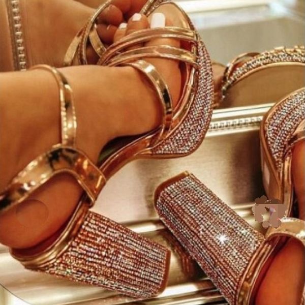 summer women sandals luxury crystal block high heels bridal wedding party shoes open toe platform ankle strap gold sandals, Black
summer women sandals luxury crystal block high heels bridal wedding party shoes open toe platform ankle strap gold sandals, Black