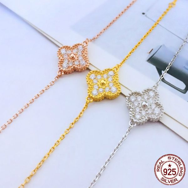 europe and the united states new s925 sterling silver bracelet clover female temperament personality fashion style, Golden;silver
europe and the united states new s925 sterling silver bracelet clover female temperament personality fashion style, Golden;silver