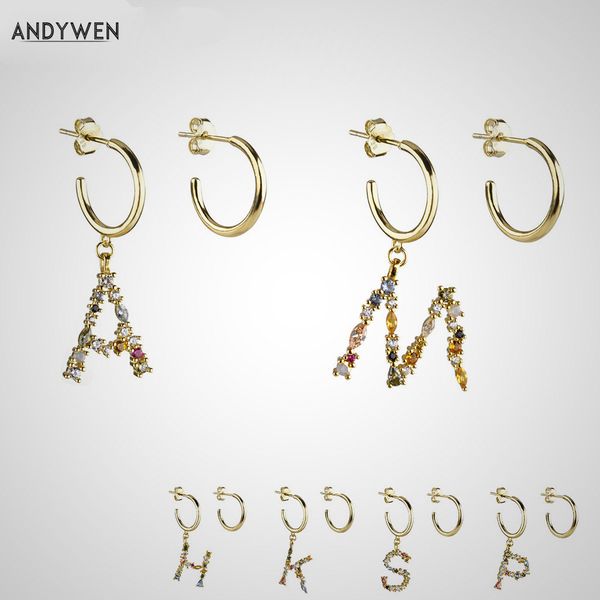 andywen 925 sterling silver crystal letter a m hoops drop dangle earring alphabet k initial e charm earrings women 2020 jewelry cx200623, Golden
andywen 925 sterling silver crystal letter a m hoops drop dangle earring alphabet k initial e charm earrings women 2020 jewelry cx200623, Golden