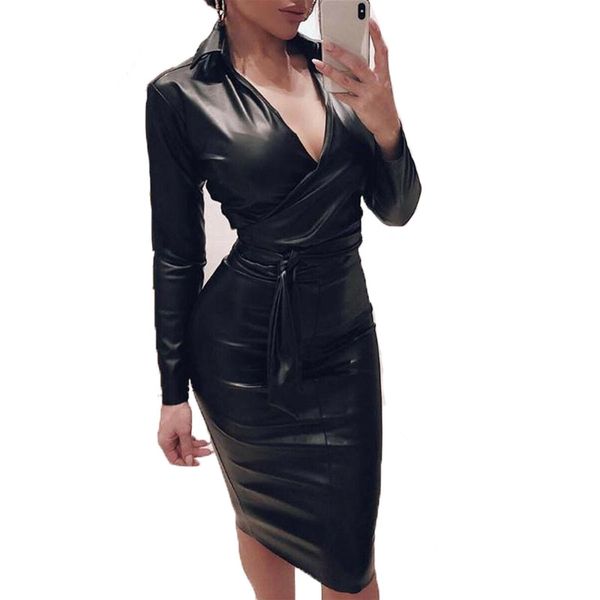 womens dresses 2020 women pu leather v neck bodycon dress long sleeve pencil dresses casual winter dress ladies party clothes, Black;gray
womens dresses 2020 women pu leather v neck bodycon dress long sleeve pencil dresses casual winter dress ladies party clothes, Black;gray