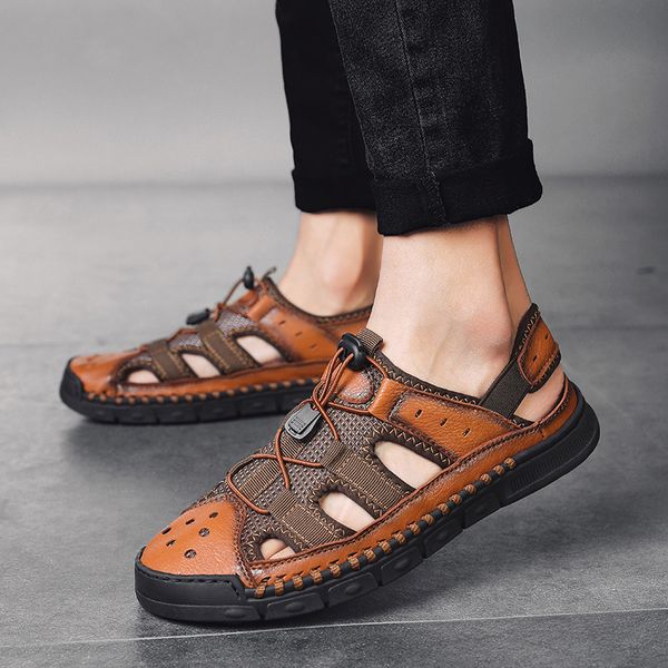 2019 summer outdoor sandals england handmade casual men's sandals rome buckle porous shoes p, Black
2019 summer outdoor sandals england handmade casual men's sandals rome buckle porous shoes p, Black