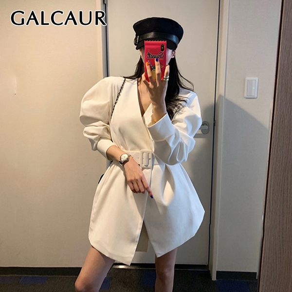galcaur korean white women's coat v neck puff sleeve with sashes loose coats female 2019 autumn fashion new ladies style, Black;brown
galcaur korean white women's coat v neck puff sleeve with sashes loose coats female 2019 autumn fashion new ladies style, Black;brown