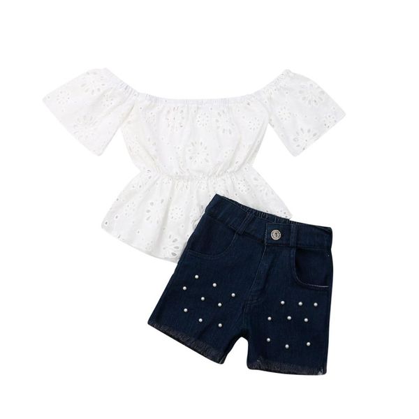1-6y toddler kids baby girl summer clothes sets white lace t-shirt denim shorts 2pcs outfits clothes
1-6y toddler kids baby girl summer clothes sets white lace t-shirt denim shorts 2pcs outfits clothes