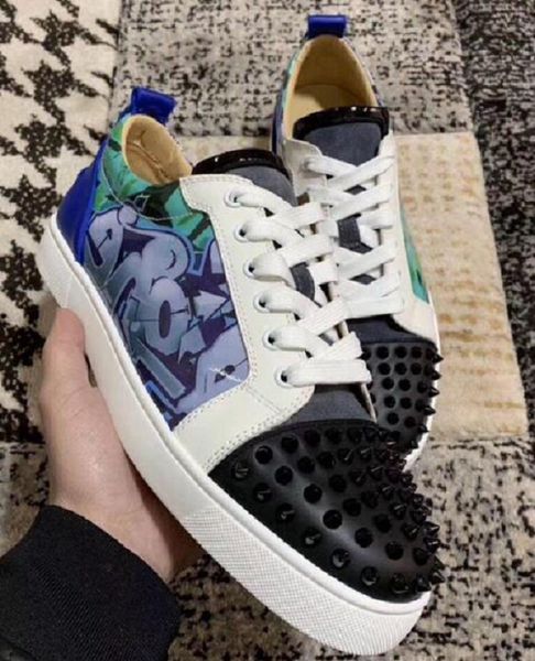 low junior spikes red bottom sneakers shoes graffiti patent leather round-toe casual leisure trainer footwear outdoor studs weddingparty, Black
low junior spikes red bottom sneakers shoes graffiti patent leather round-toe casual leisure trainer footwear outdoor studs weddingparty, Black