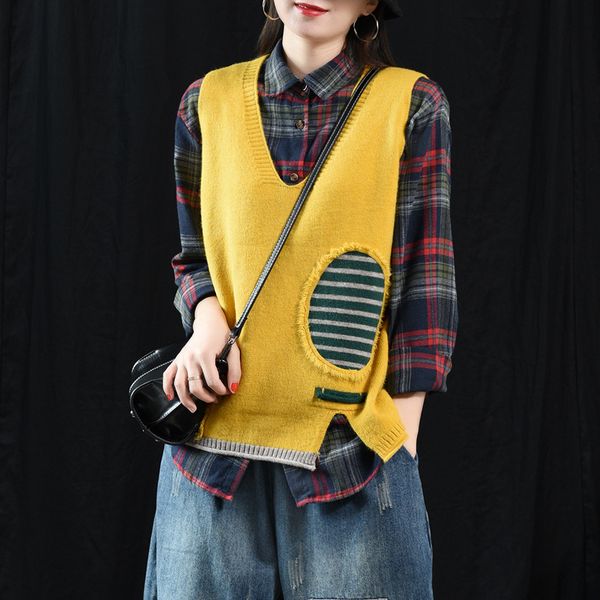 retro literary autumn new knit vest sleeveless pullover sweater female 96068 lpp, White;black
retro literary autumn new knit vest sleeveless pullover sweater female 96068 lpp, White;black