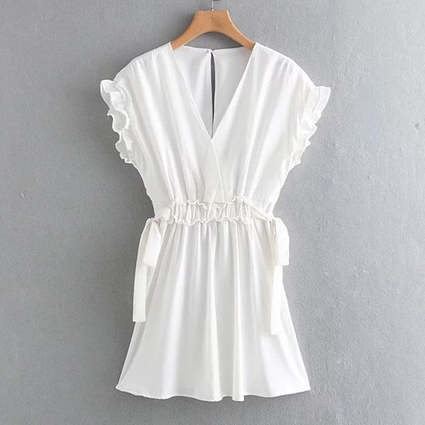 party dresses 2021 women solid white v neck dress mini ruffles sleeveless bow tie sashes elastic waist sweet female chic vestidos, White;black
party dresses 2021 women solid white v neck dress mini ruffles sleeveless bow tie sashes elastic waist sweet female chic vestidos, White;black