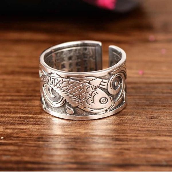 solid s925 sterling silver ring men's carved fish ring band open size, Golden;silver
solid s925 sterling silver ring men's carved fish ring band open size, Golden;silver