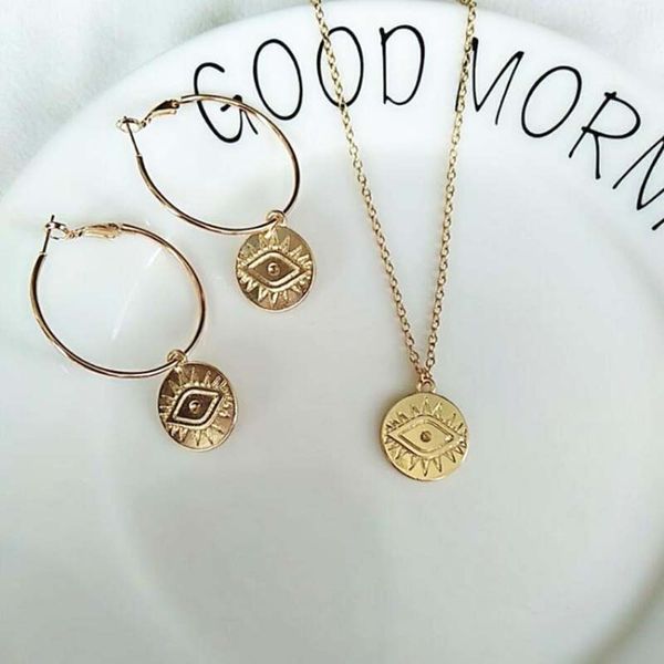 ethnic vintage gold chain evil eye necklace simple round coin necklace&pendant women fashion choker jewelry collier, Golden;silver
ethnic vintage gold chain evil eye necklace simple round coin necklace&pendant women fashion choker jewelry collier, Golden;silver