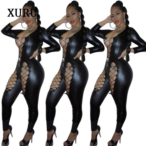 xuru winter's new pu jumpsuit eye straps hollow jumpsuit nightclub club party tight, Black;white
xuru winter's new pu jumpsuit eye straps hollow jumpsuit nightclub club party tight, Black;white