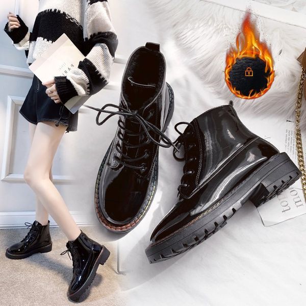 women's boots autumn round toe shoes leather booties winter footwear low heels booties lace up clogs platform boots-women, Black
women's boots autumn round toe shoes leather booties winter footwear low heels booties lace up clogs platform boots-women, Black