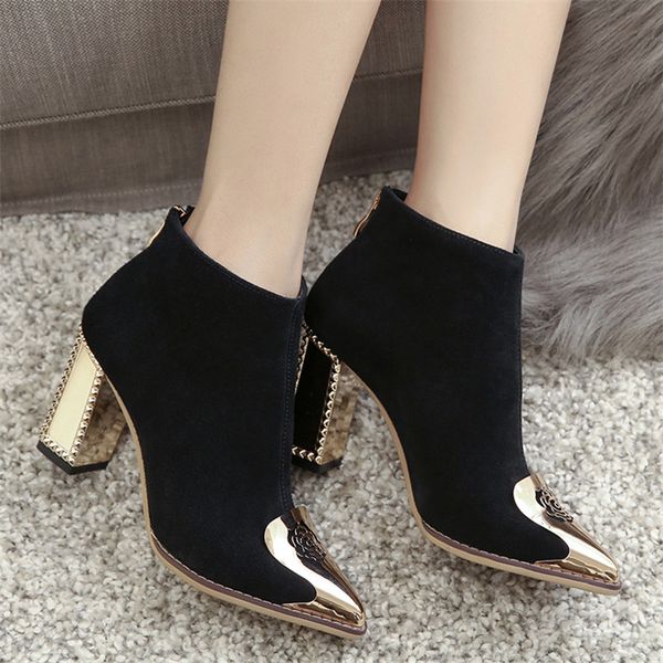 fedonas women metal pointed toe high heels ankle boots genuine leather solid back zipper shoes woman party shoes boots, Black
fedonas women metal pointed toe high heels ankle boots genuine leather solid back zipper shoes woman party shoes boots, Black