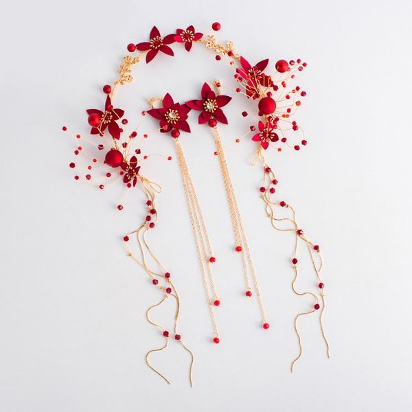chinese bride hair accessories red flower pearl bridal headband with earrings long tassel wedding hair jewelry tiaras women gold, Golden;white
chinese bride hair accessories red flower pearl bridal headband with earrings long tassel wedding hair jewelry tiaras women gold, Golden;white