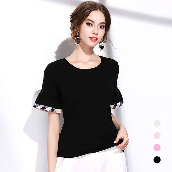 New fashion women T Shirts Branded design classic plaid check tops casual round necks flare sleeve female cotton tees
New fashion women T Shirts Branded design classic plaid check tops casual round necks flare sleeve female cotton tees
